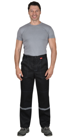 Костюм "МЕХАНИК": куртка, брюки черный с васильковым и СОП 25мм (ЧЗ)