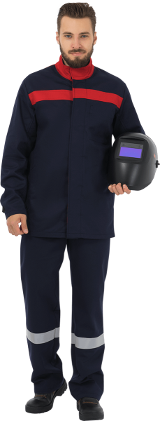Костюм сварщика ГЕФЕСТ 2, т.синий-красный, куртка/брюки, Свартекс 350, КОС 079