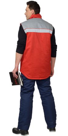 Жилет "Спец" утеплённый мужской красный с серым (ЧЗ)