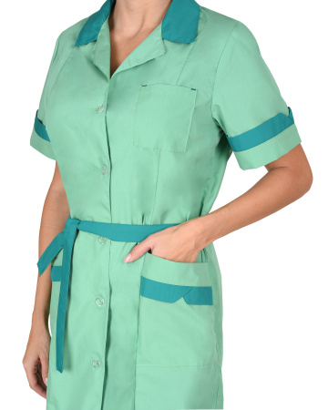 Халат "КЛАССИКА" женский, мятный с темно-зеленым (ЧЗ)