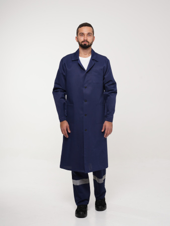 Халат рабочий мужской №204 тёмно-синий