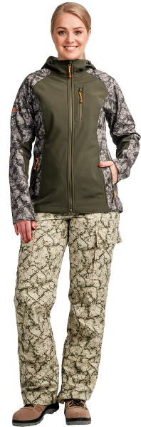 Куртка БЕЛУХА, Софтшелл+флис, женская, оливковая КУР 910