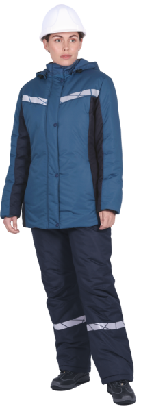 Куртка ВИРАЖ НЕО зимняя  женская морская волна-т.синий Таслан, пл. 110 г/м² КУР 226