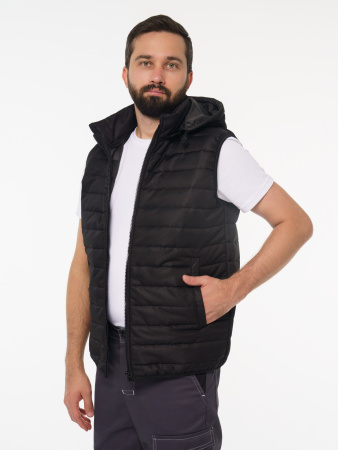 Жилетка мужская зимняя Кур713 цвет черный, ткань п/э