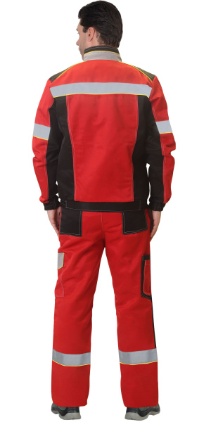 Костюм "Полином" муж.,курт.кор. п/к, красный с черным и св.серым СОП 50мм