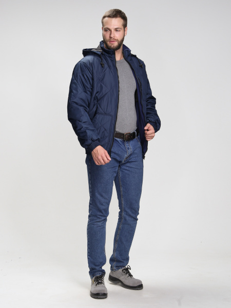 Куртка демисезонная Бомбер-Люкс (тк.Дюспо), т.синий (ЧЗ)