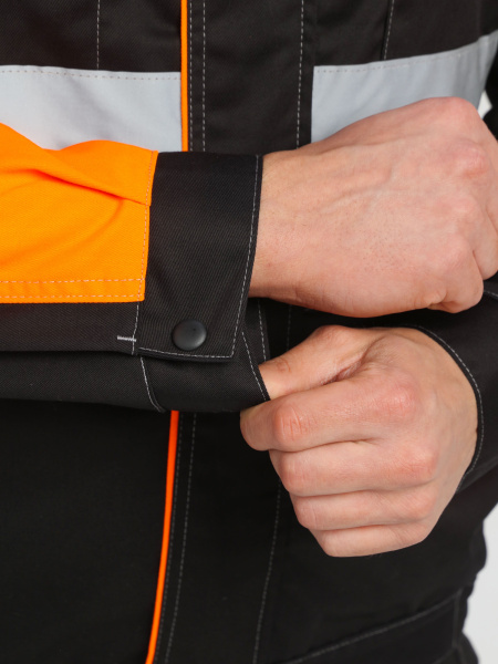 Костюм Виват-1 Премиум CH МВО (тк.Смесовая,240) брюки, черный/оранжевый (ЧЗ)