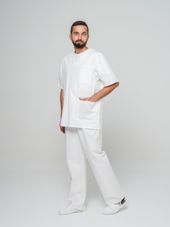 Костюм рабочий универсальный №105 (куртка, брюки) отбеленный, ткань Бязь