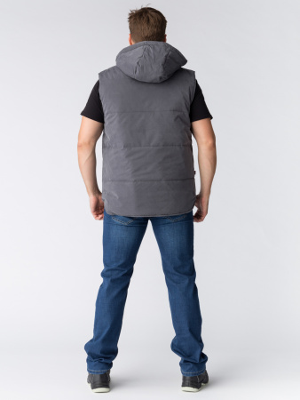 Жилет утепленный с капюшоном Респект (тк.Таслан), т.серый (ЧЗ)
