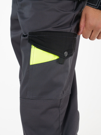 Брюки "ХОВАРД" :  темно-серые с черной и лимонной отд.