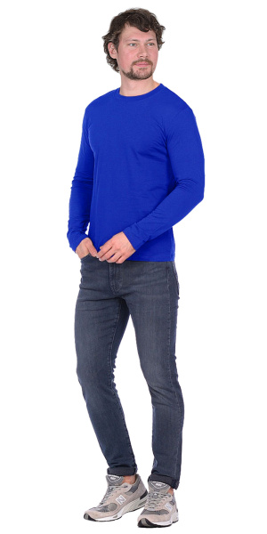 Футболка длинные рукава васильковая 160г/м2, (М-63)